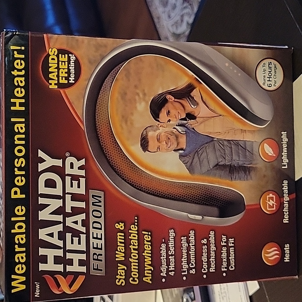 ONTEL Handy Heater Freedom Wearable neck heater 4 settings Recharge cord…New